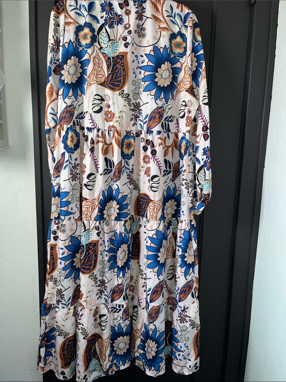 Plant Print Shirt Dress BoHo Button Front PTP 22” L46” - Picture 6 of 6